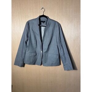 Talbots $195 Women's Blazer‎ Size 14 Gray Cotton Blend Career Business Casual